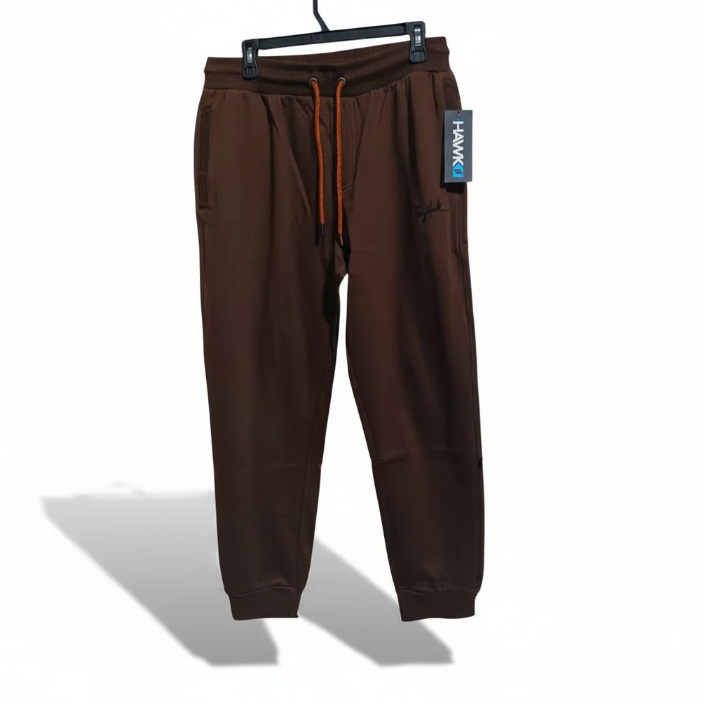 Tony Hawk Nice Weight Fleece Joggers Sweatpants w Back Zip Pocket in Dark Earth